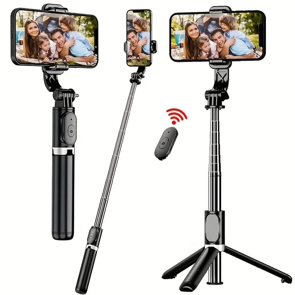 40 Inch Retractable Selfie Stick Professional Floor Tripod for Live Streaming, with Wireless Remote, 360° Rotation,