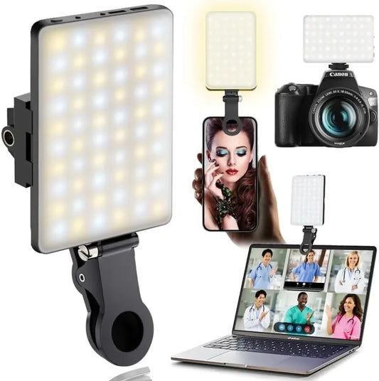 LED Portable Clip-On Selfie Light; 3 Lighting Modes, Suitable for Iphone, Camera, & Laptop